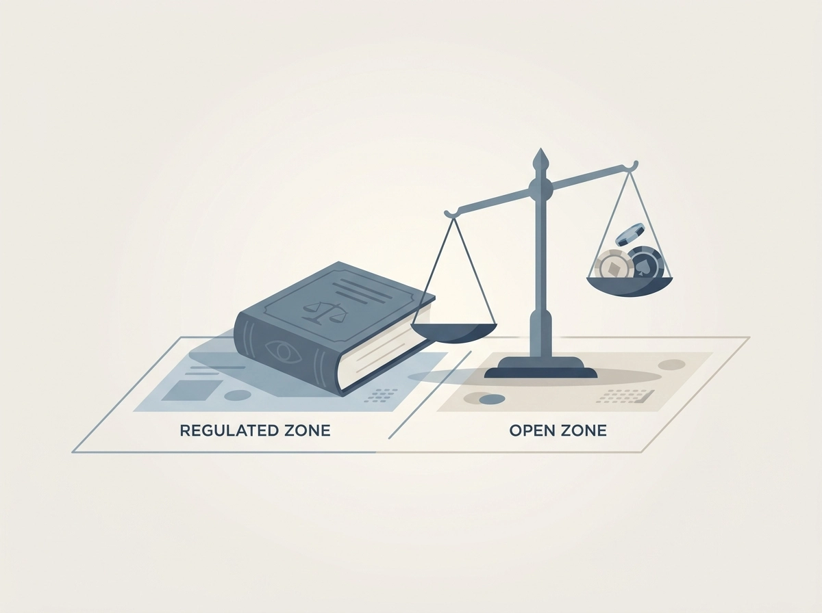 Illustration af den juridiske status for at spille på casino uden dansk licens i Danmark
