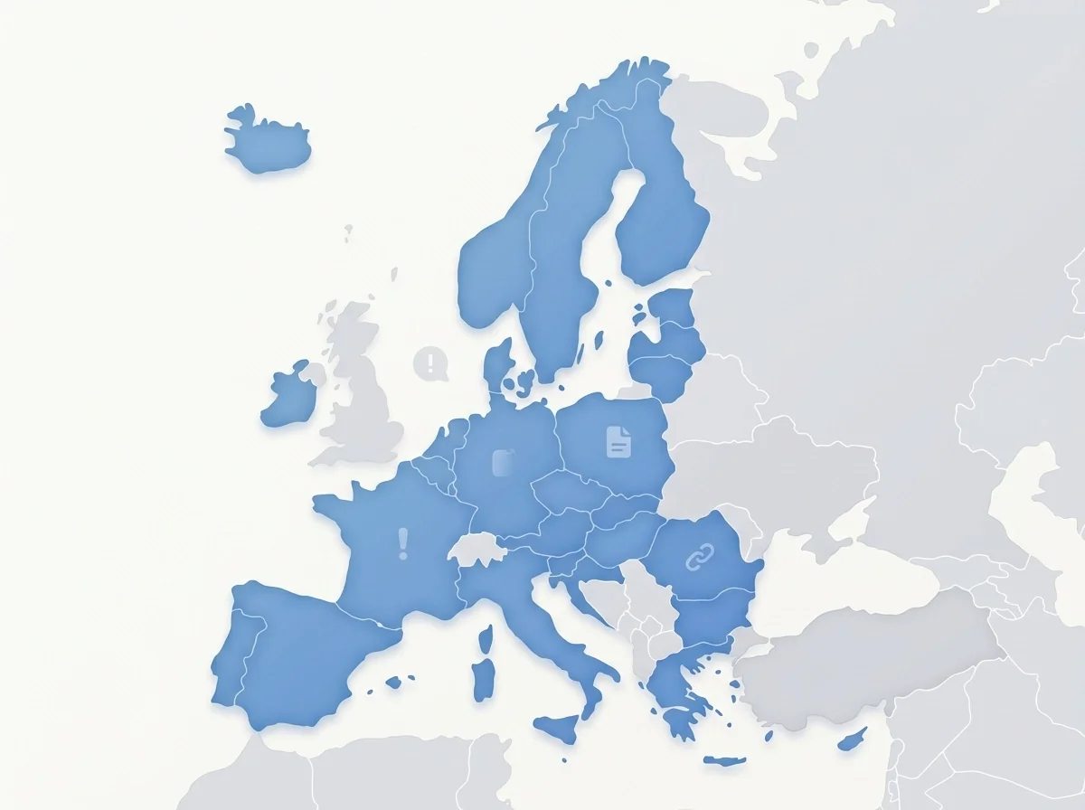 Europakort med markering af EU- og EØS-lande relevant for skat af spilgevinster