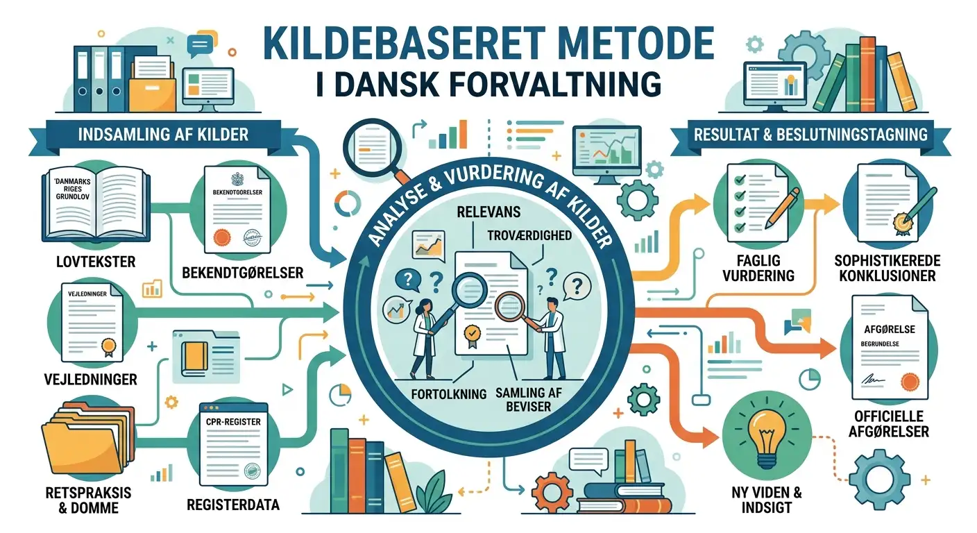 Illustration af kildebaseret metode med officielle danske dokumenter og lovtekster