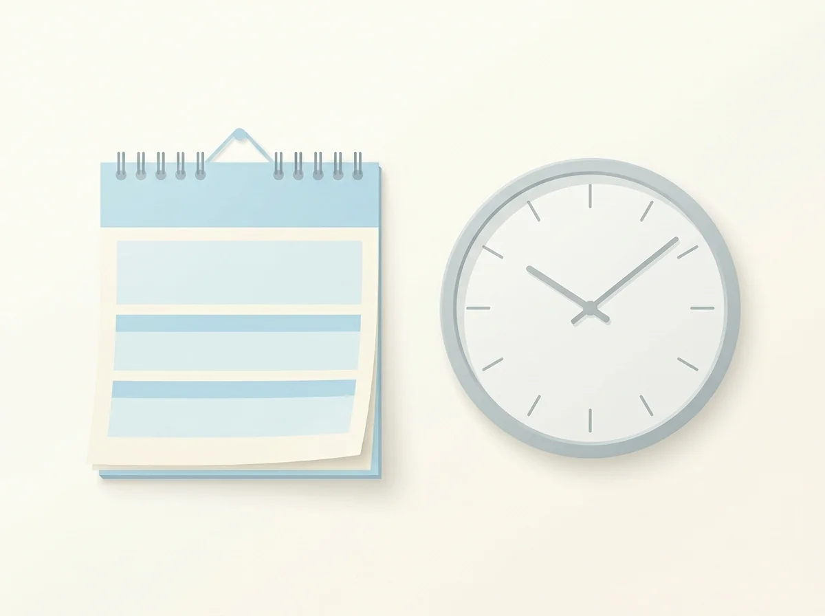 Kalender og ur der symboliserer at vente en midlertidig ROFUS-periode ud
